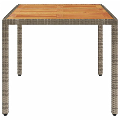 Garden Table Gray Acacia Wood Top 150x90x75 Polyrattan