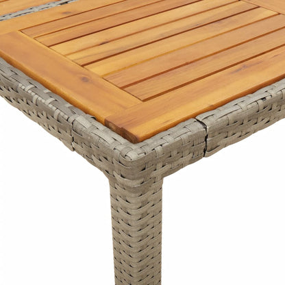 Garden Table Gray Acacia Wood Top 150x90x75 Polyrattan