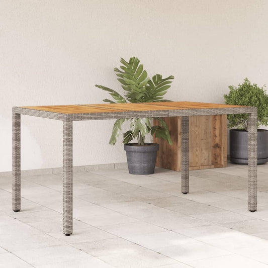 Garden Table Gray Acacia Wood Top 150x90x75 Polyrattan