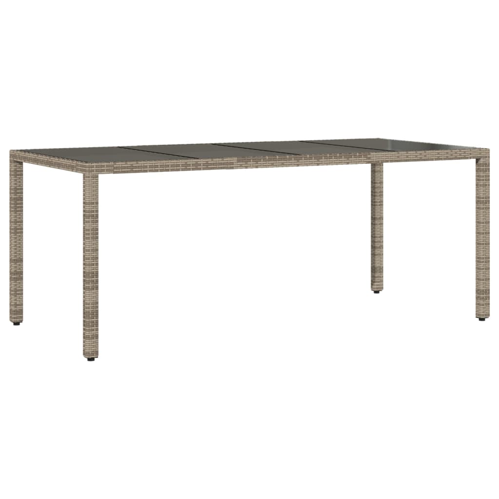 Garden Table Gray Glass Top 190x90x75cm Polyrattan