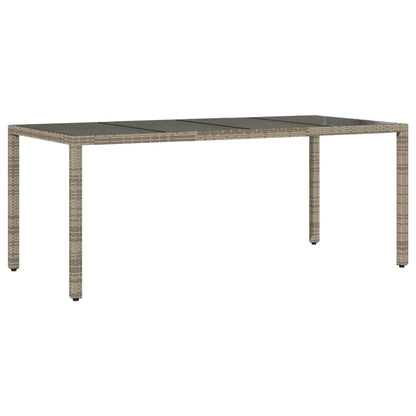 Garden Table Gray Glass Top 190x90x75cm Polyrattan