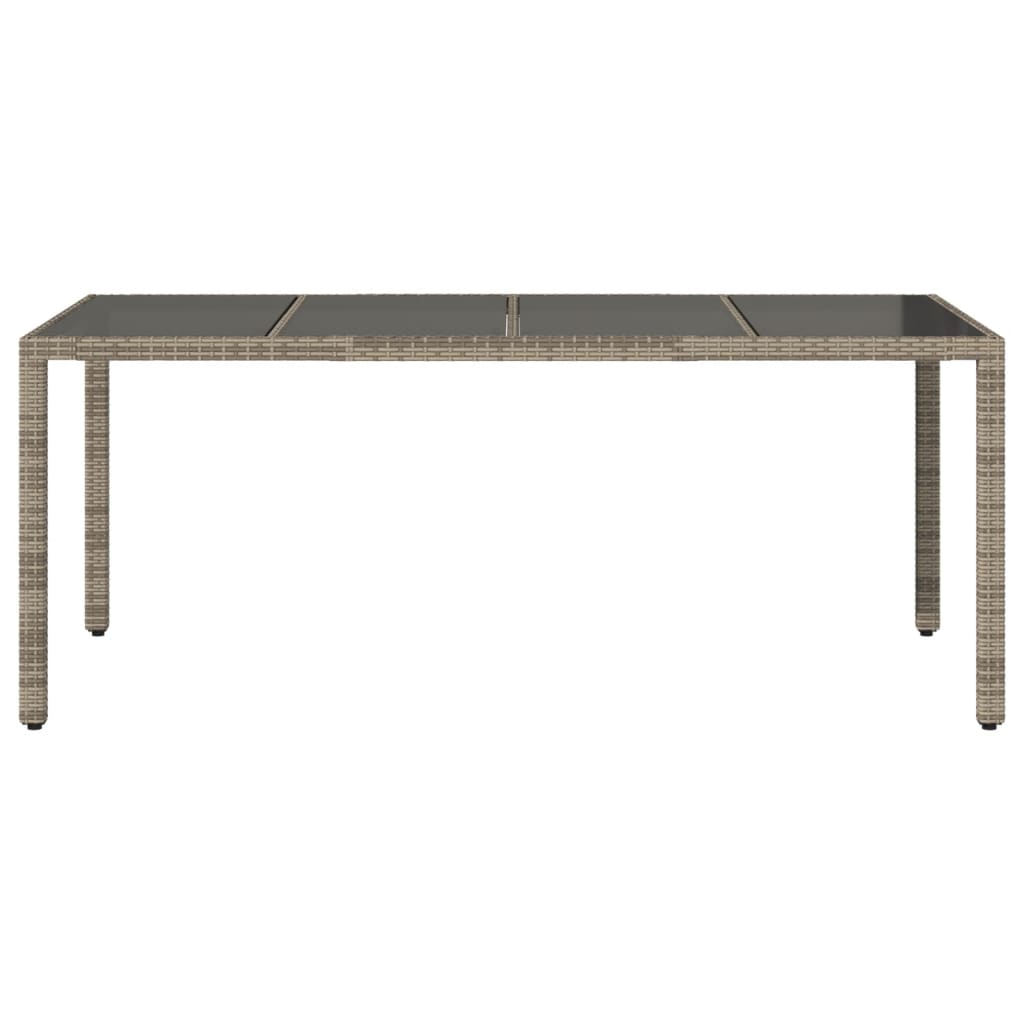 Tavolo da Giardino Piano in Vetro Grigio 190x90x75cm Polyrattan