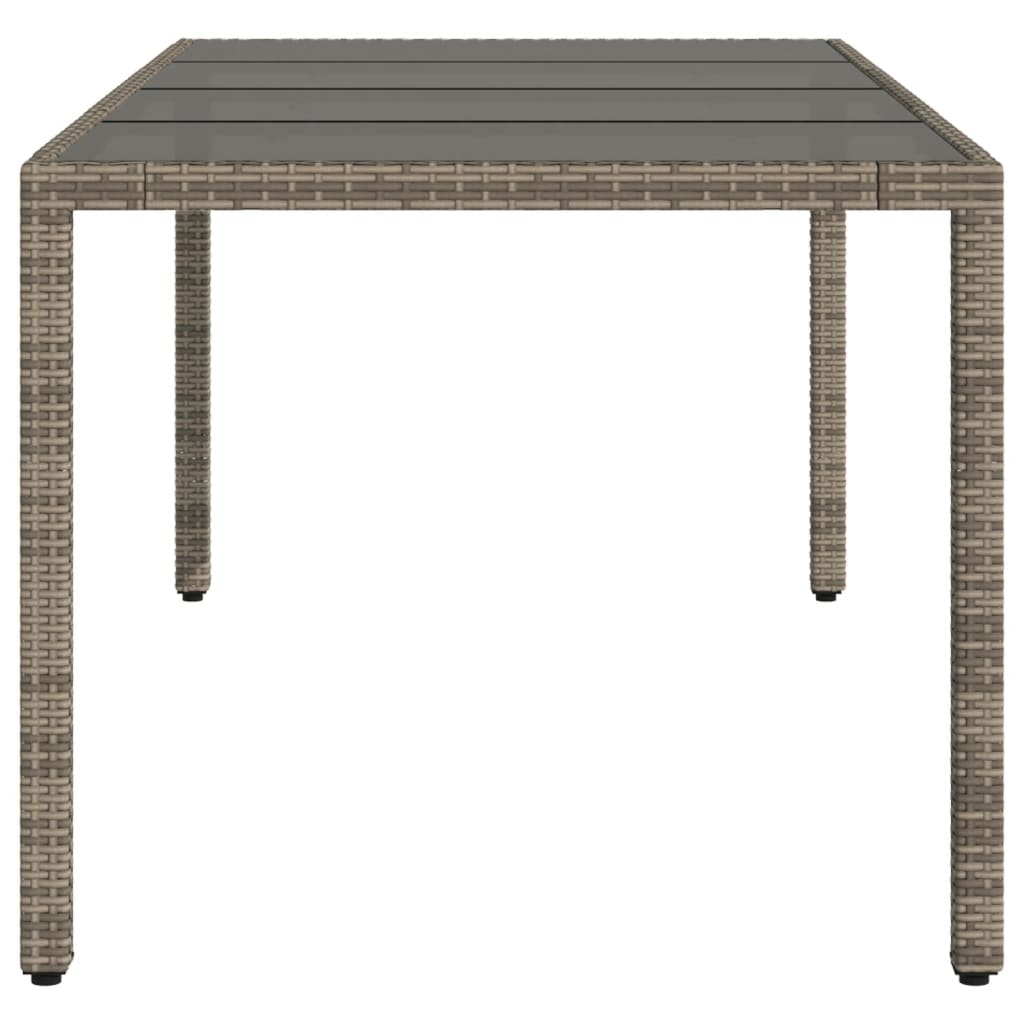 Tavolo da Giardino Piano in Vetro Grigio 190x90x75cm Polyrattan