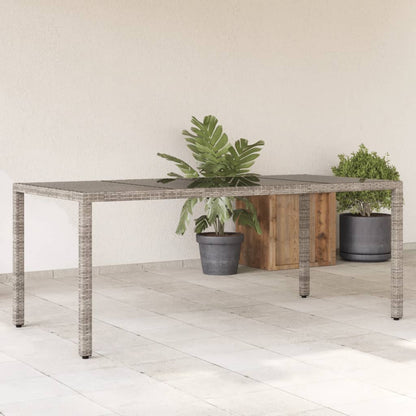 Garden Table Gray Glass Top 190x90x75cm Polyrattan
