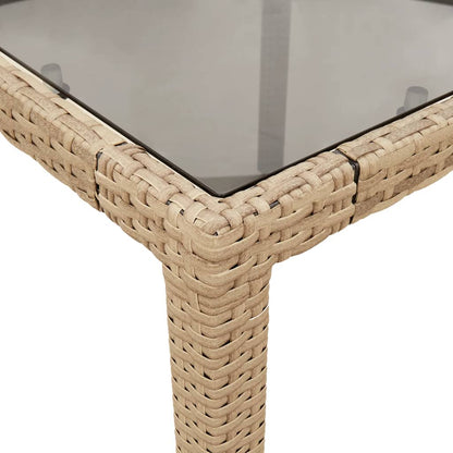 Tavolo da Giardino Piano in Vetro Beige 190x90x75 cm Polyrattan