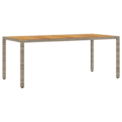 Garden Table Gray Acacia Wood Top 190x90x75 Polyrattan