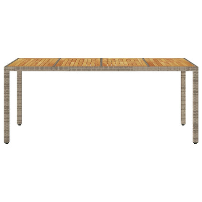 Garden Table Gray Acacia Wood Top 190x90x75 Polyrattan