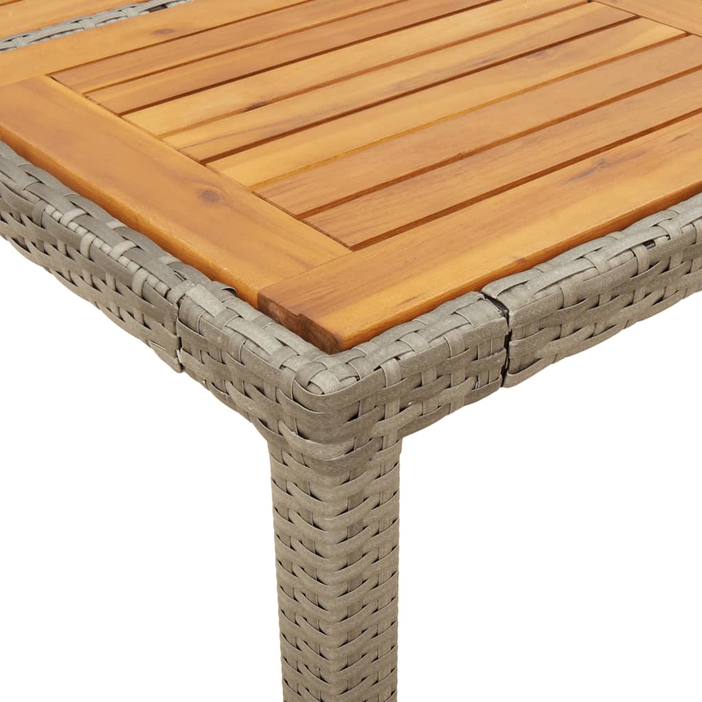 Garden Table Gray Acacia Wood Top 190x90x75 Polyrattan