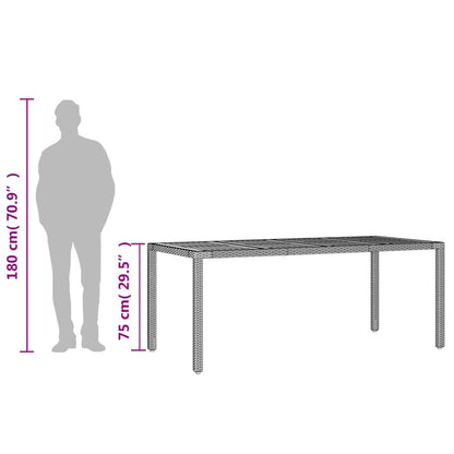 Garden Table Gray Acacia Wood Top 190x90x75 Polyrattan