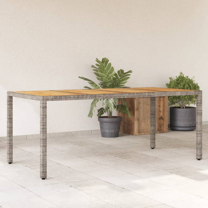 Garden Table Gray Acacia Wood Top 190x90x75 Polyrattan