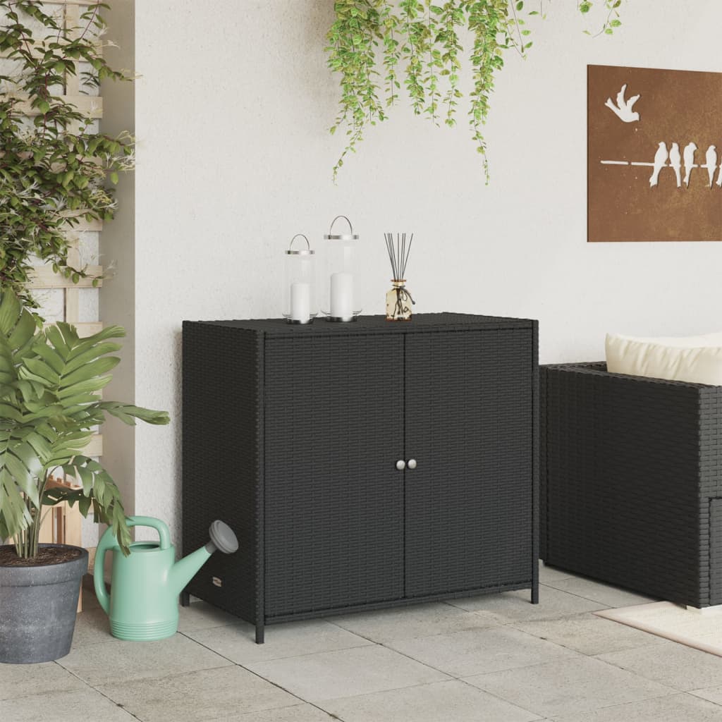 Armadietto Portaoggetti da Giardino Nero 83x45x76 cm Polyrattan - homemem39