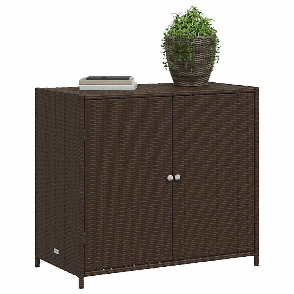 Armadietto Portaoggetti Giardino Marrone 83x45x76 cm Polyrattan - homemem39