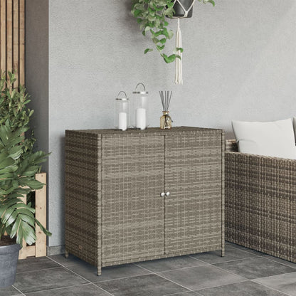 Armadietto Portaoggetti Giardino Grigio 83x45x76 cm Polyrattan