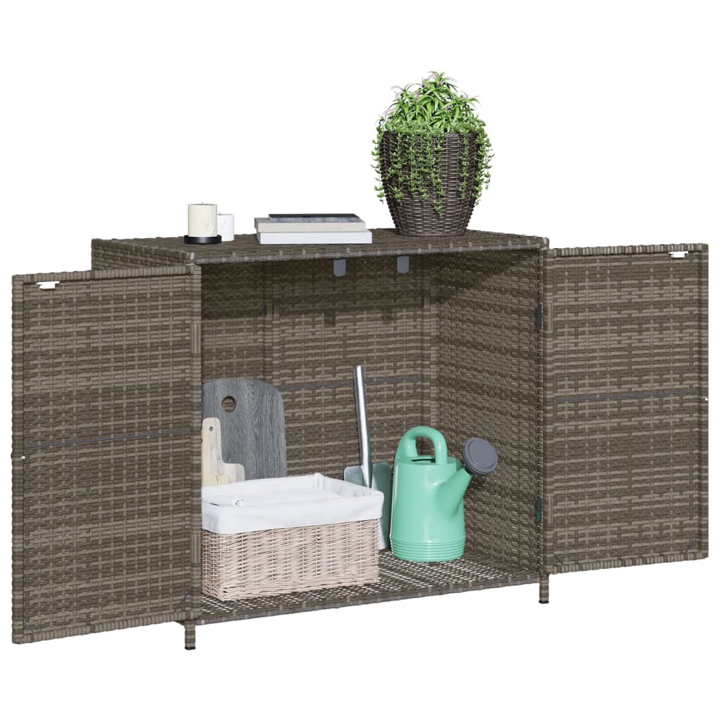 Armadietto Portaoggetti Giardino Grigio 83x45x76 cm Polyrattan