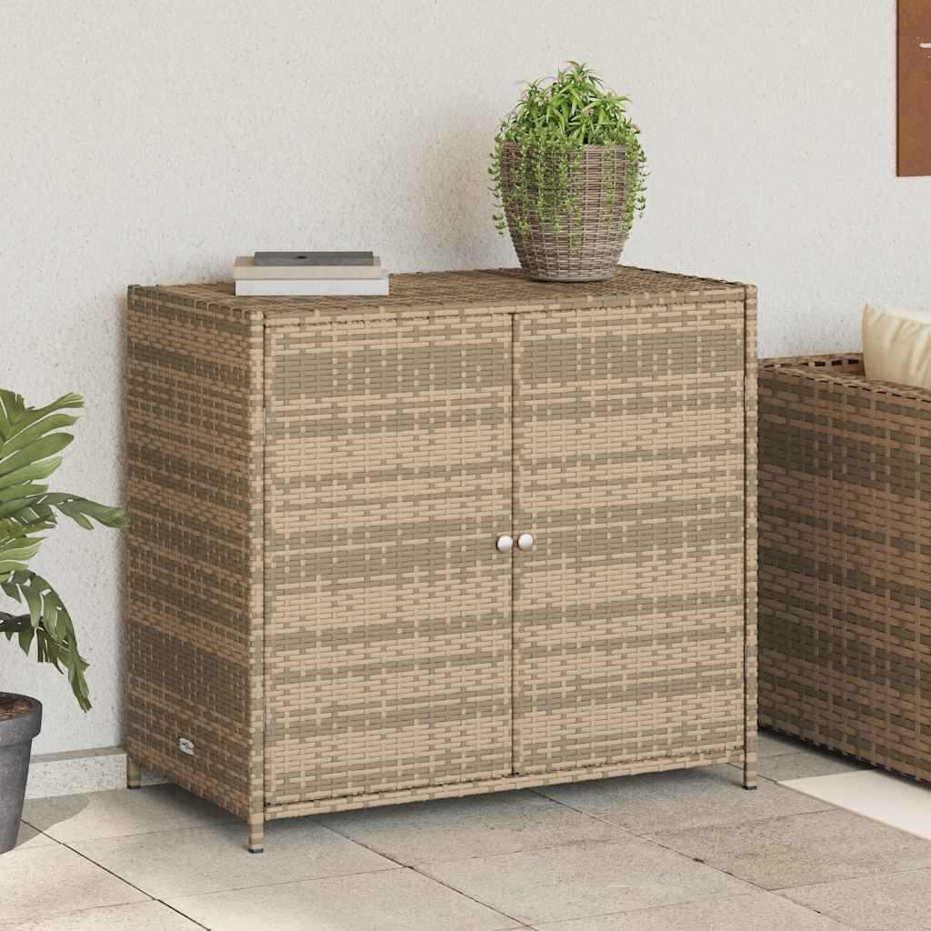 Armadietto Portaoggetti Giardino Beige 83x45x76 cm Polyrattan - homemem39
