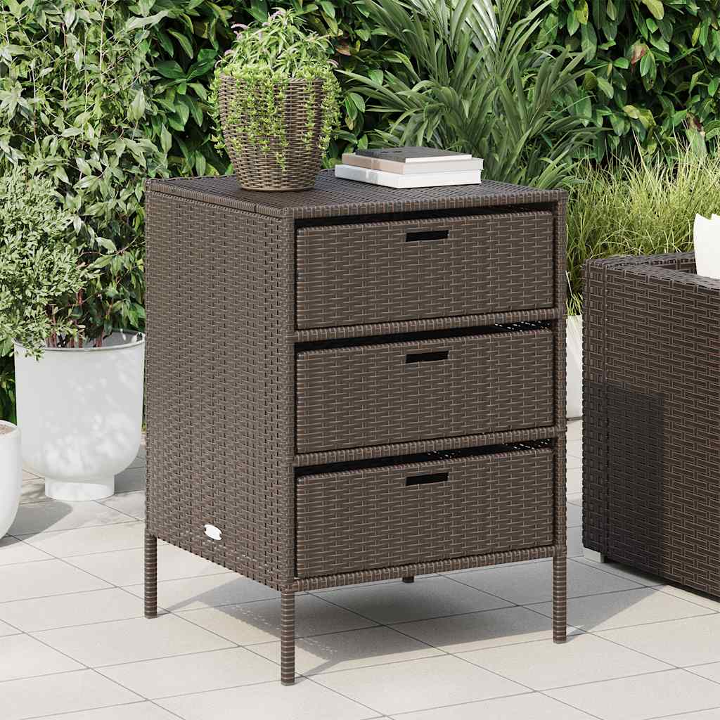 Armadietto Portaoggetti Giardino Marrone 55x59x80cm Polyrattan - homemem39