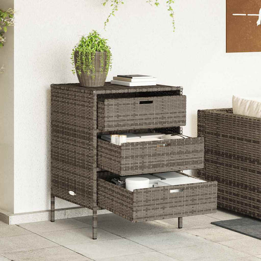 Armadietto Portaoggetti Giardino Grigio 55x59x80cm Polyrattan - homemem39