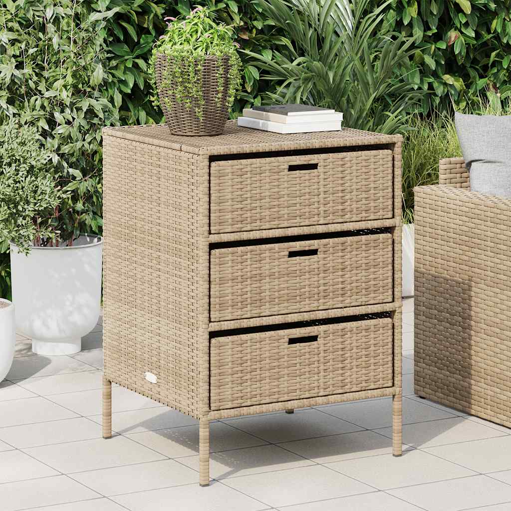 Armadietto Portaoggetti da Giardino Beige 55x59x80cm Polyrattan - homemem39