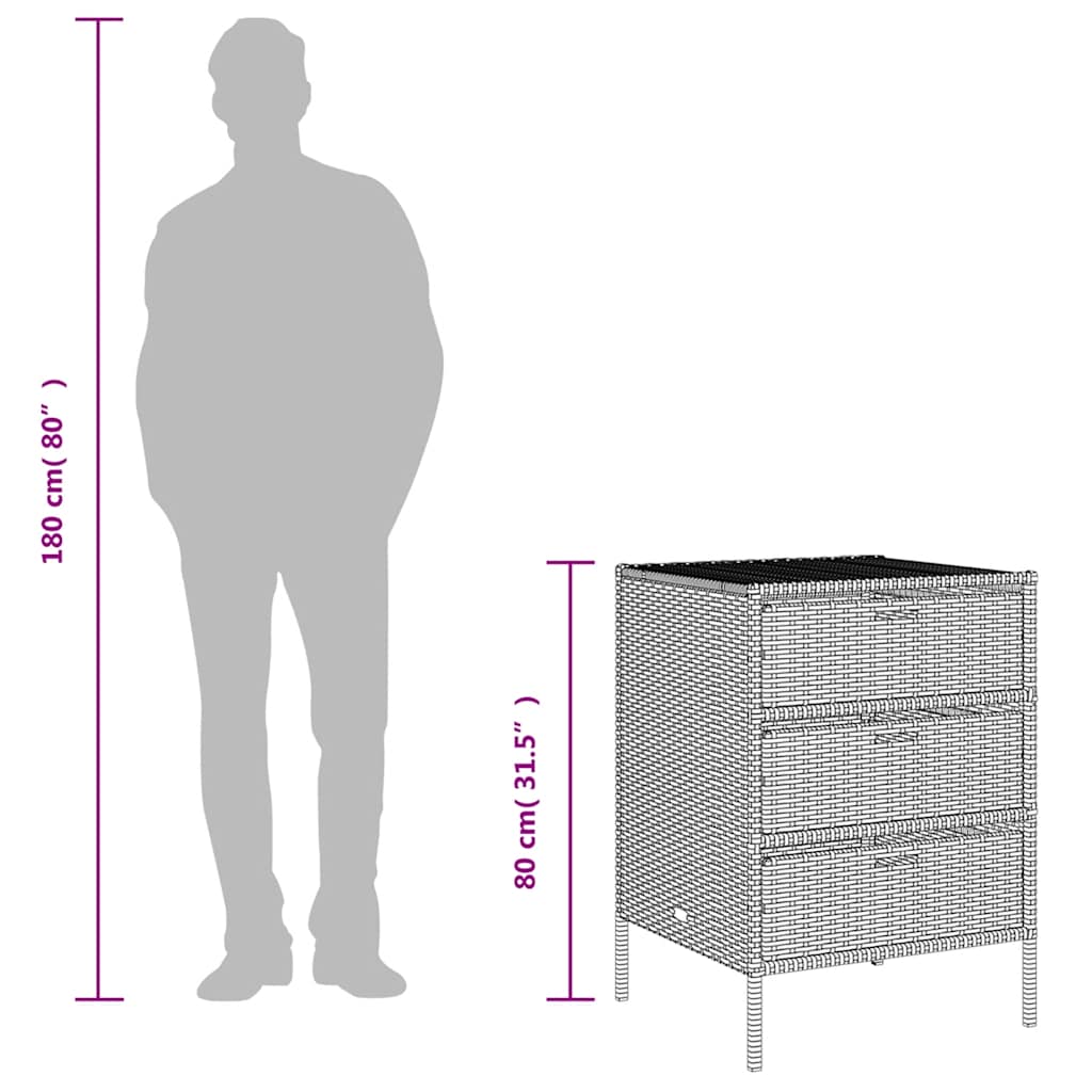 Armadietto Portaoggetti da Giardino Beige 55x59x80cm Polyrattan - homemem39