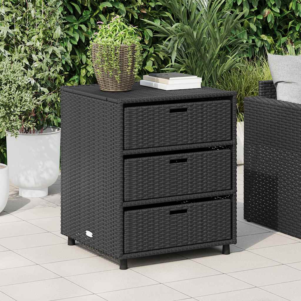 Armadietto Portaoggetti da Giardino Nero 55x59x69cm Polyrattan - homemem39