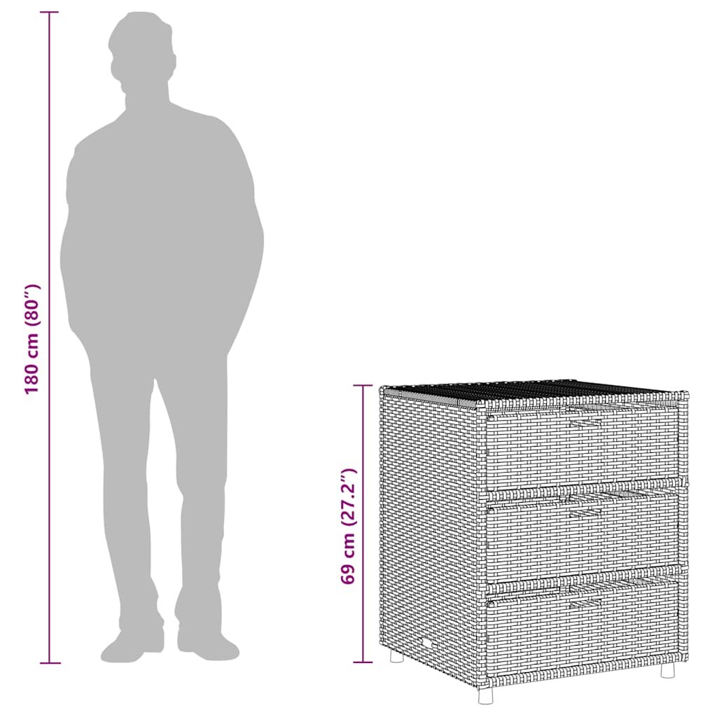 Armadietto Portaoggetti Giardino Grigio 55x59x69cm Polyrattan - homemem39