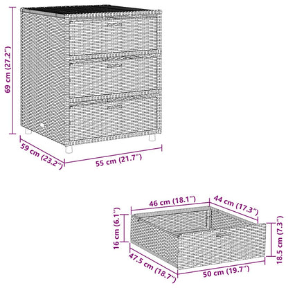 Armadietto Portaoggetti Giardino Grigio 55x59x69cm Polyrattan - homemem39