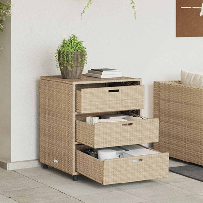 Armadietto Portaoggetti da Giardino Beige 55x59x69cm Polyrattan - homemem39