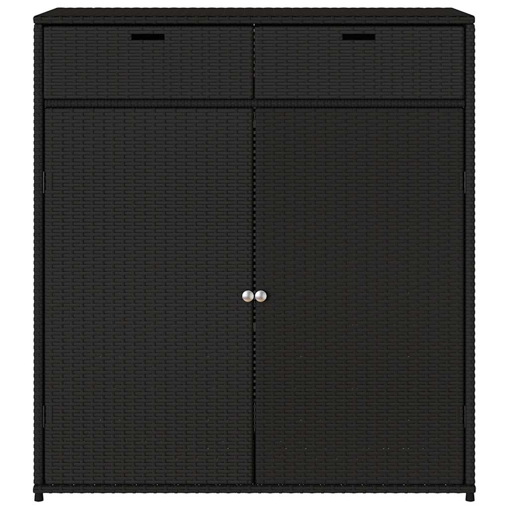 Armadietto Portaoggetti Giardino Nero 105x55x113cm Polyrattan - homemem39