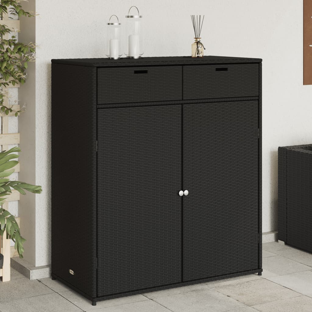 Armadietto Portaoggetti Giardino Nero 105x55x113cm Polyrattan - homemem39