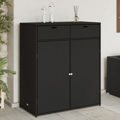 Armadietto Portaoggetti Giardino Nero 105x55x113cm Polyrattan - homemem39