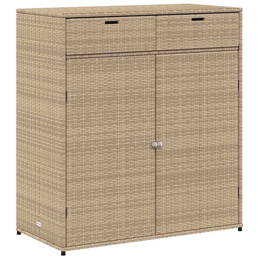 Armadietto Portaoggetti Giardino Beige 105x55x113cm Polyrattan - homemem39