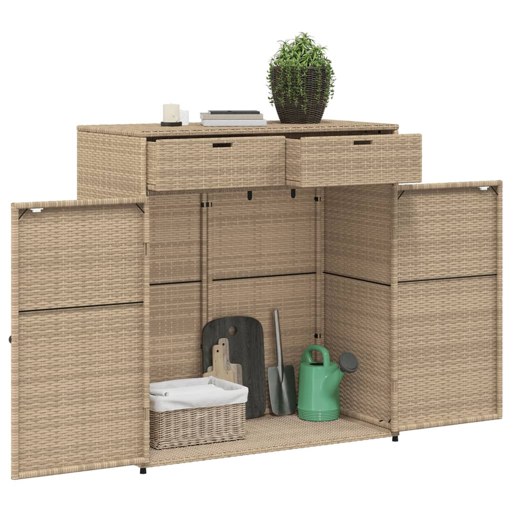 Armadietto Portaoggetti Giardino Beige 105x55x113cm Polyrattan - homemem39