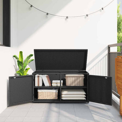 Armadietto Portaoggetti Giardino Nero 110x55x60,5cm Polyrattan | homemem39