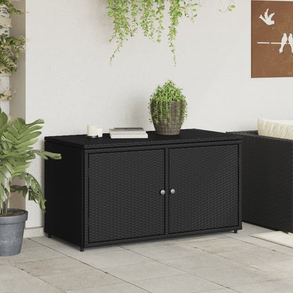 Armadietto Portaoggetti Giardino Nero 110x55x60,5cm Polyrattan - homemem39