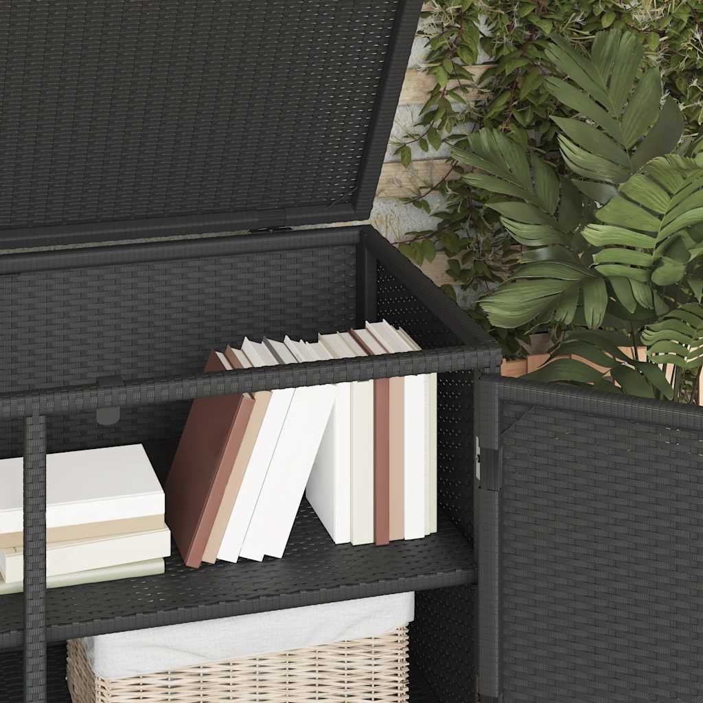 Armadietto Portaoggetti Giardino Nero 110x55x60,5cm Polyrattan | homemem39
