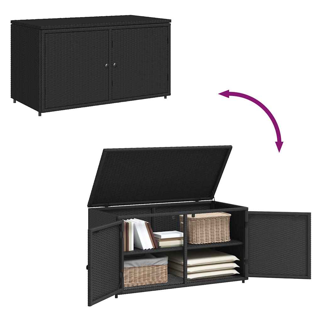 Armadietto Portaoggetti Giardino Nero 110x55x60,5cm Polyrattan | homemem39