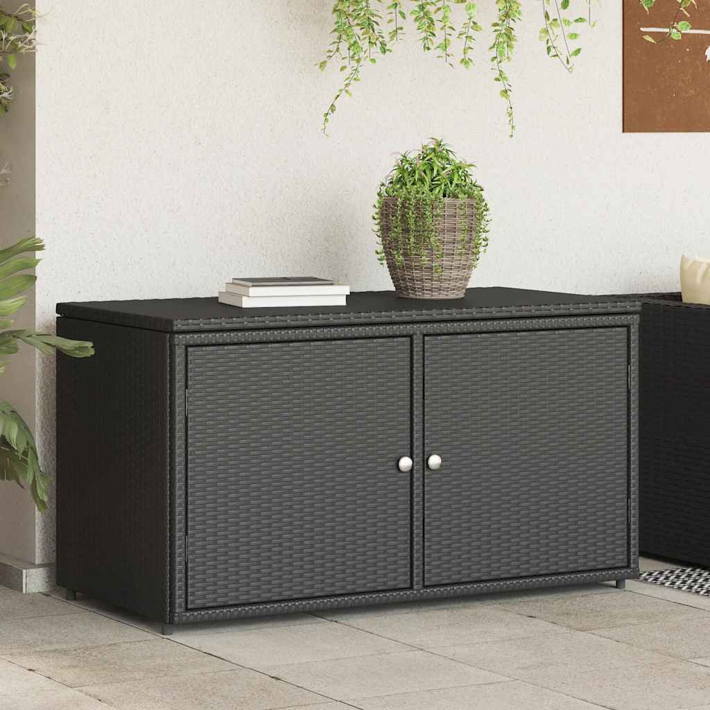 Armadietto Portaoggetti Giardino Nero 110x55x60,5cm Polyrattan | homemem39