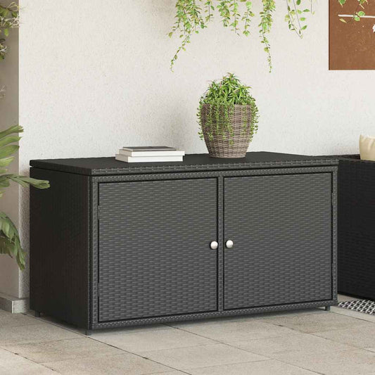 Armadietto Portaoggetti Giardino Nero 110x55x60,5cm Polyrattan - homemem39