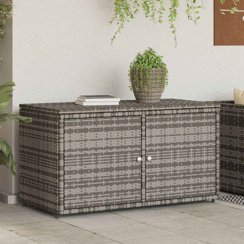 Armadietto Portaoggetti Giardino Grigio 110x55x60,5 Polyrattan - homemem39
