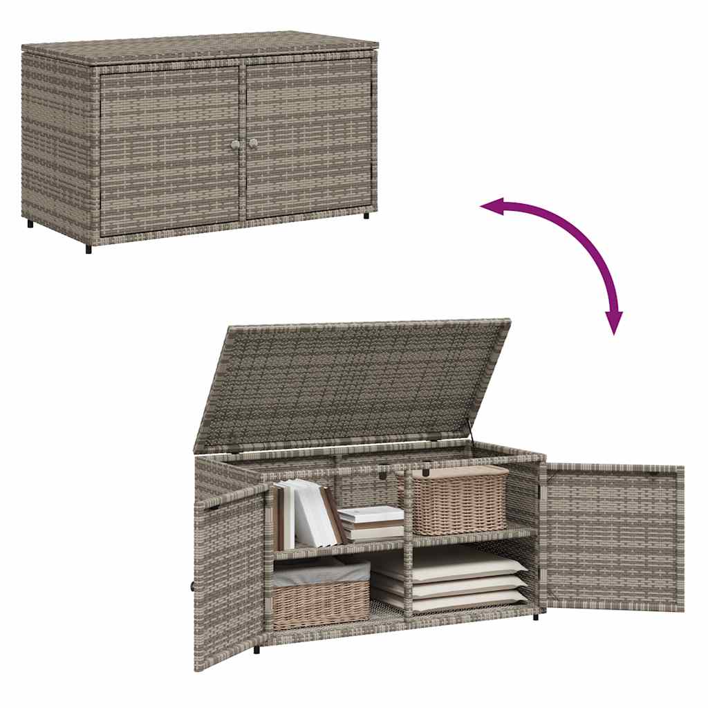 Armadietto Portaoggetti Giardino Grigio 110x55x60,5 Polyrattan - homemem39