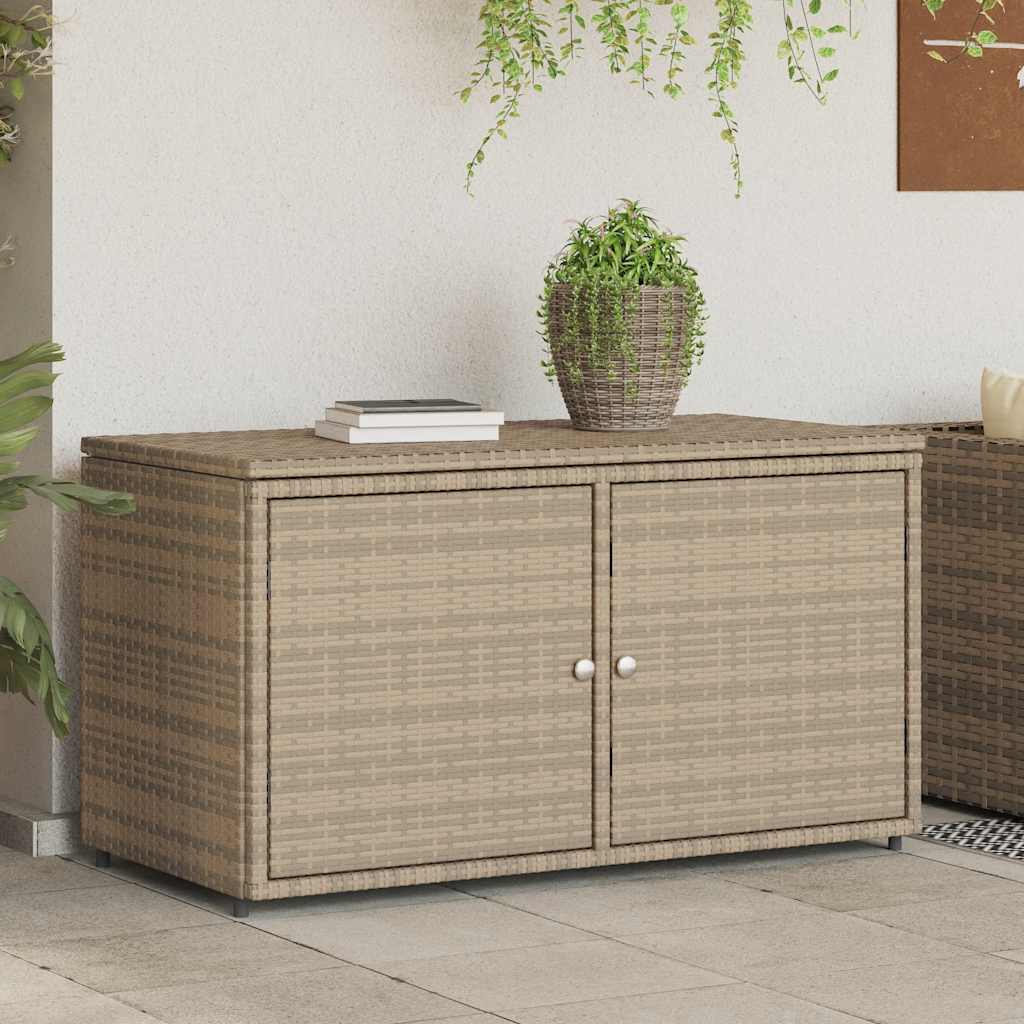 Armadietto Portaoggetti Giardino Beige 110x55x60,5cm Polyrattan - homemem39