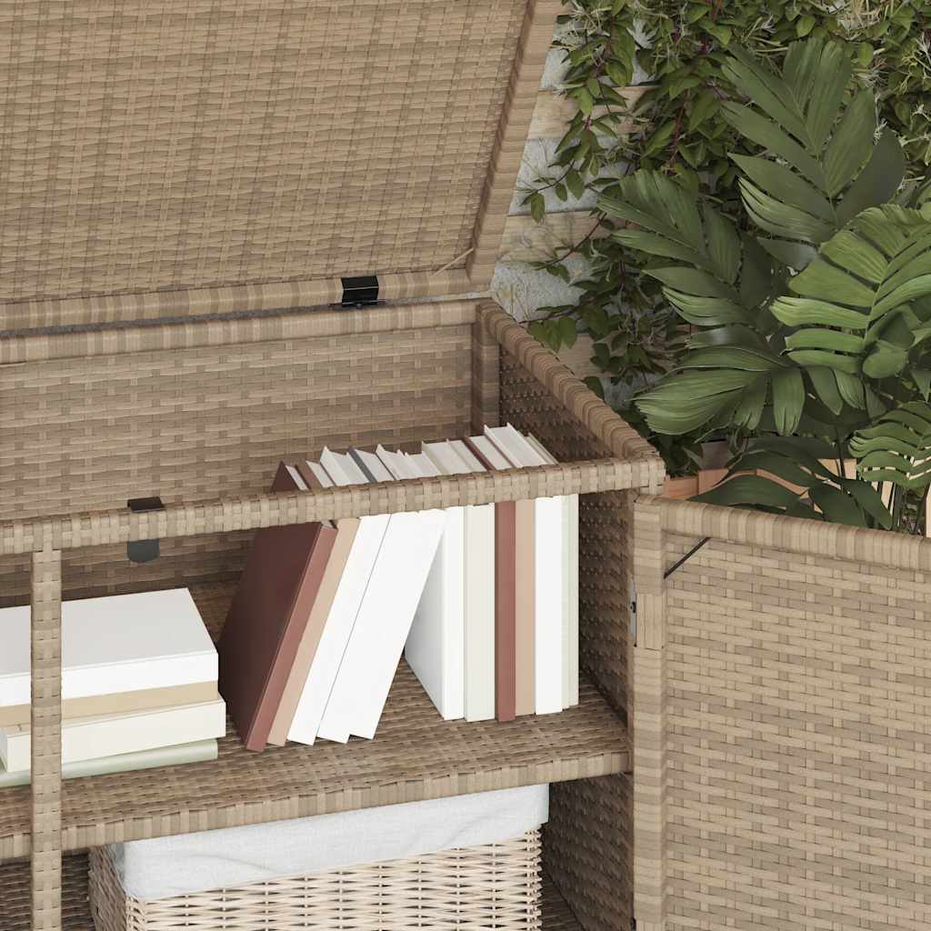 Armadietto Portaoggetti Giardino Beige 110x55x60,5cm Polyrattan - homemem39