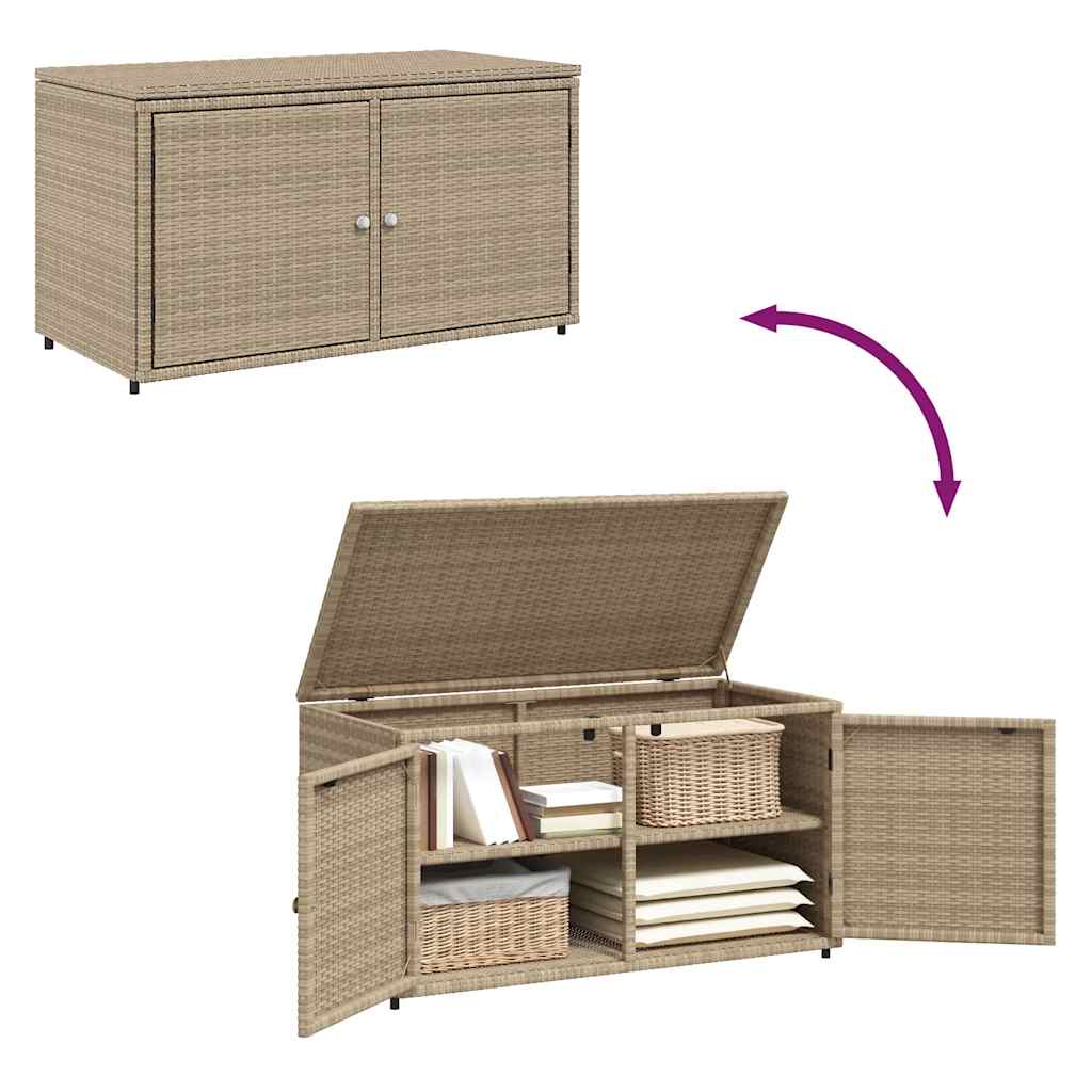 Armadietto Portaoggetti Giardino Beige 110x55x60,5cm Polyrattan - homemem39