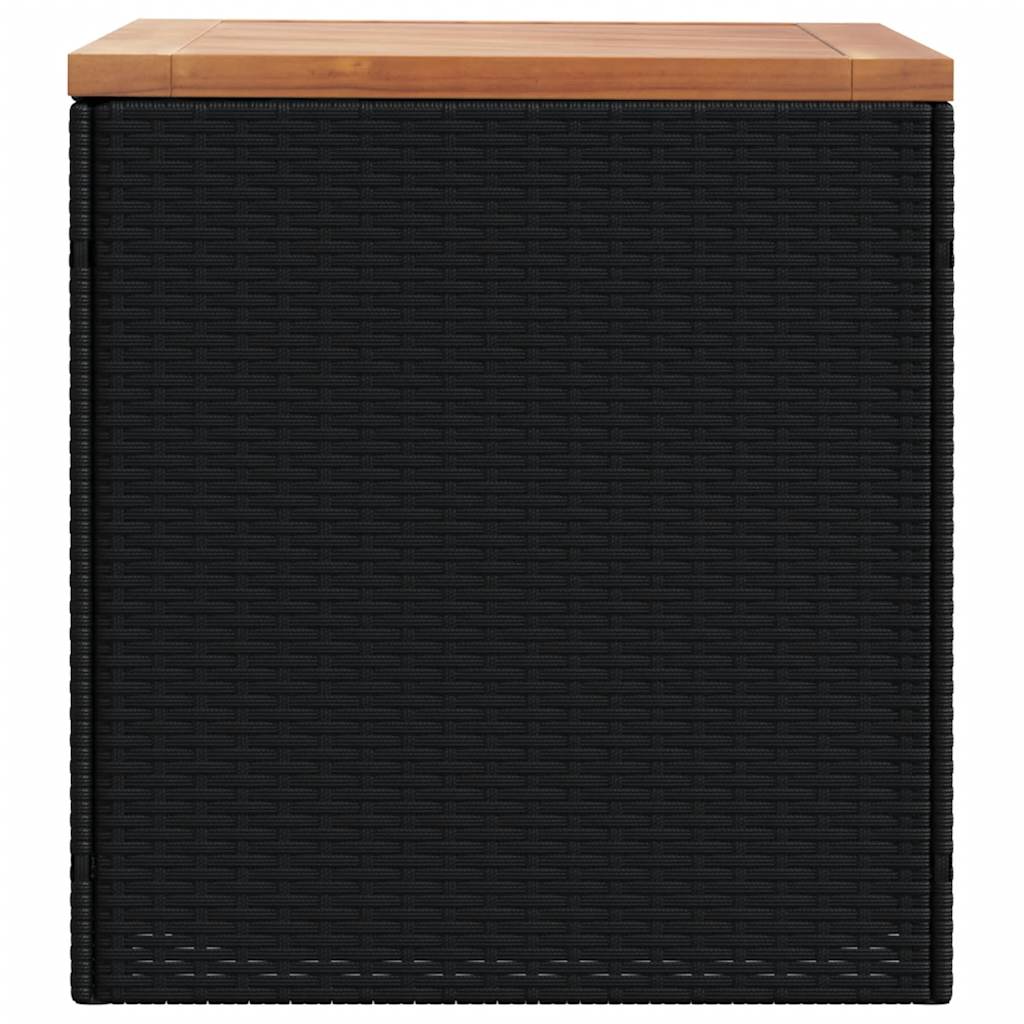 Contenitore Giardino Nero 110x50x54cm Polyrattan e Legno Acacia - homemem39