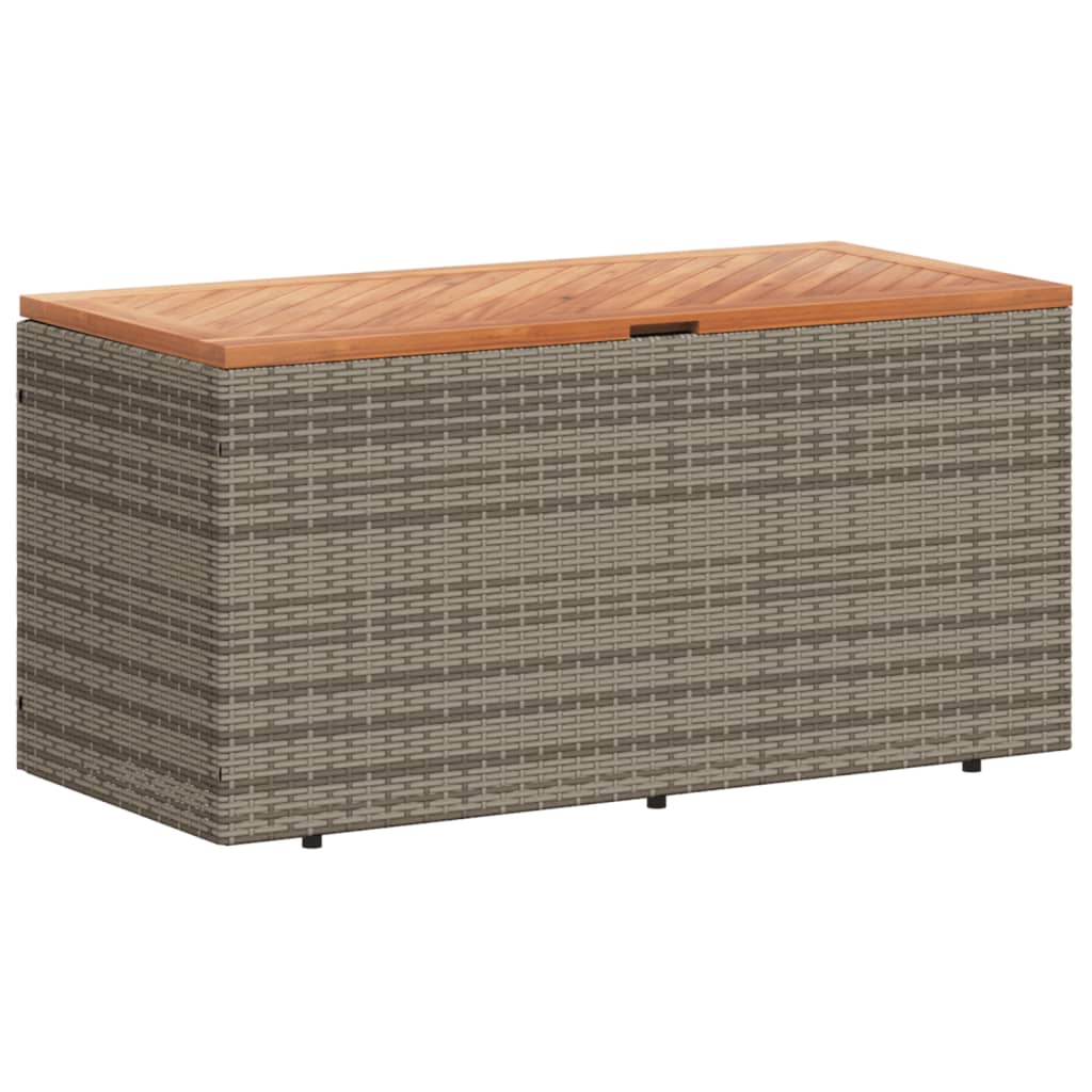 Grauer Gartenbehälter 110x50x54cm Polyrattan-Akazienholz