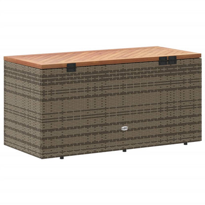 Grauer Gartenbehälter 110x50x54cm Polyrattan-Akazienholz