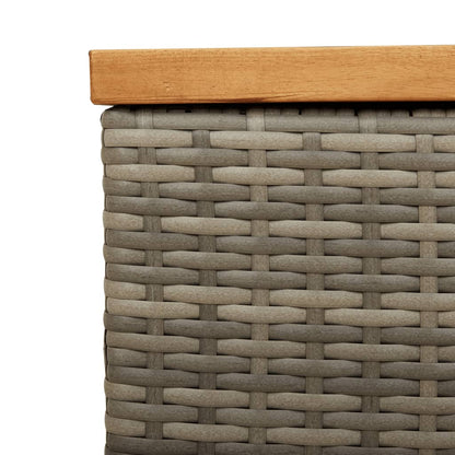 Grauer Gartenbehälter 110x50x54cm Polyrattan-Akazienholz