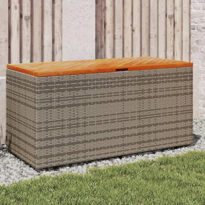 Grauer Gartenbehälter 110x50x54cm Polyrattan-Akazienholz