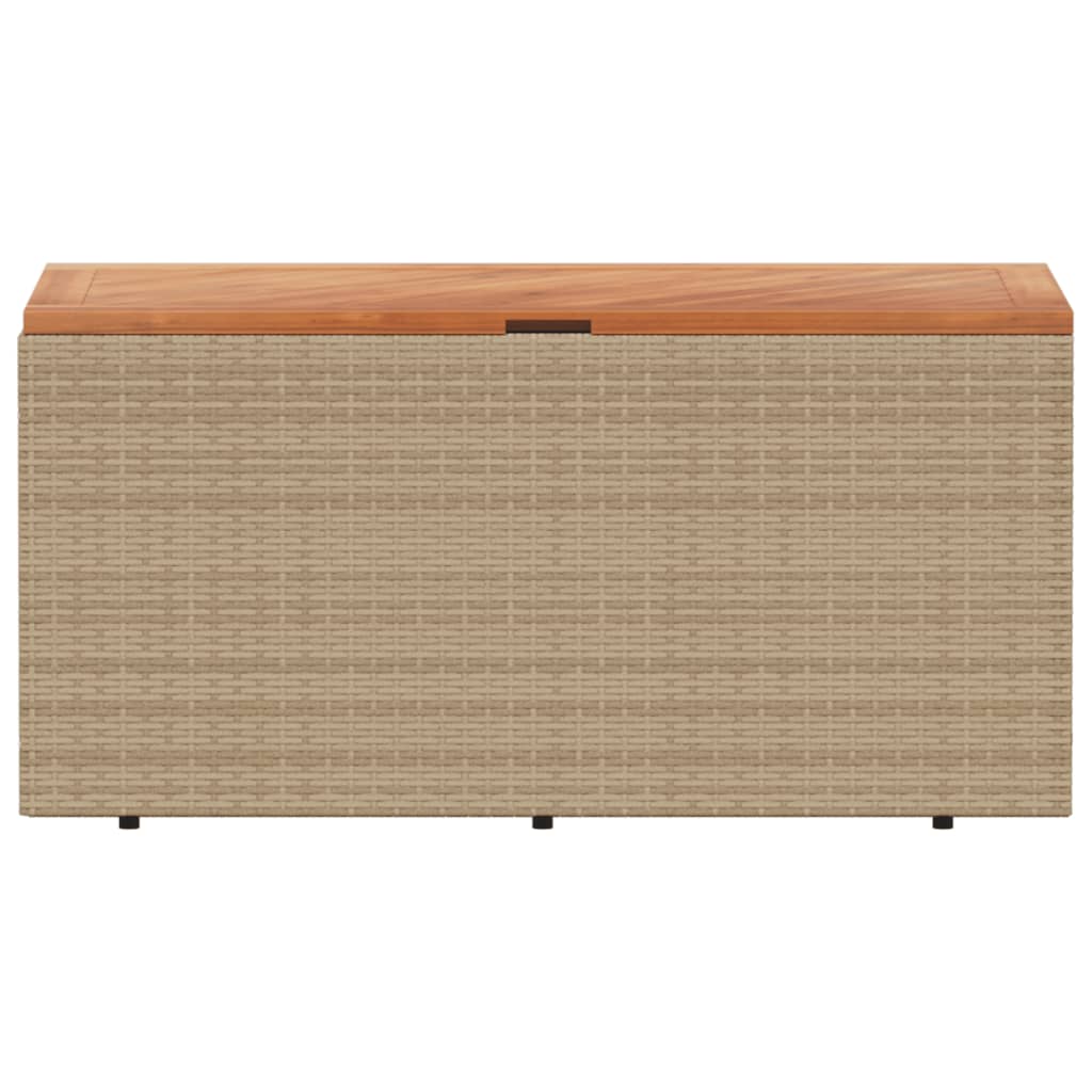 Contenitore da Giardino Beige 110x50x54 cm Polyrattan e Acacia