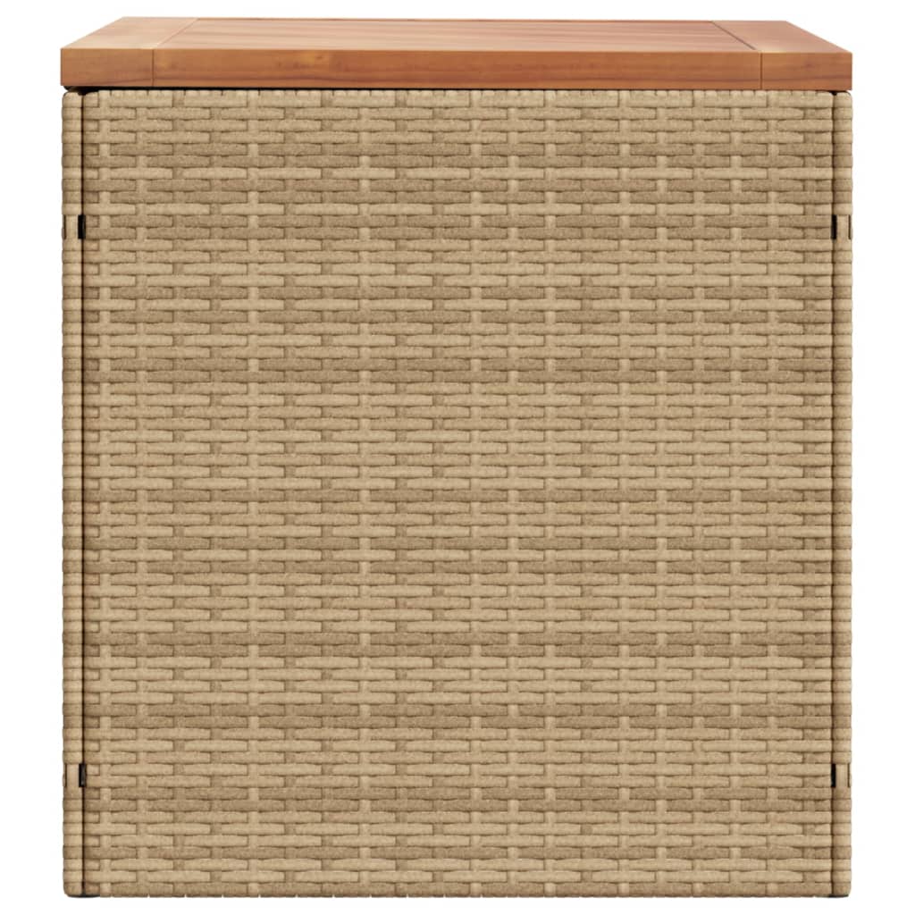 Contenitore da Giardino Beige 110x50x54 cm Polyrattan e Acacia